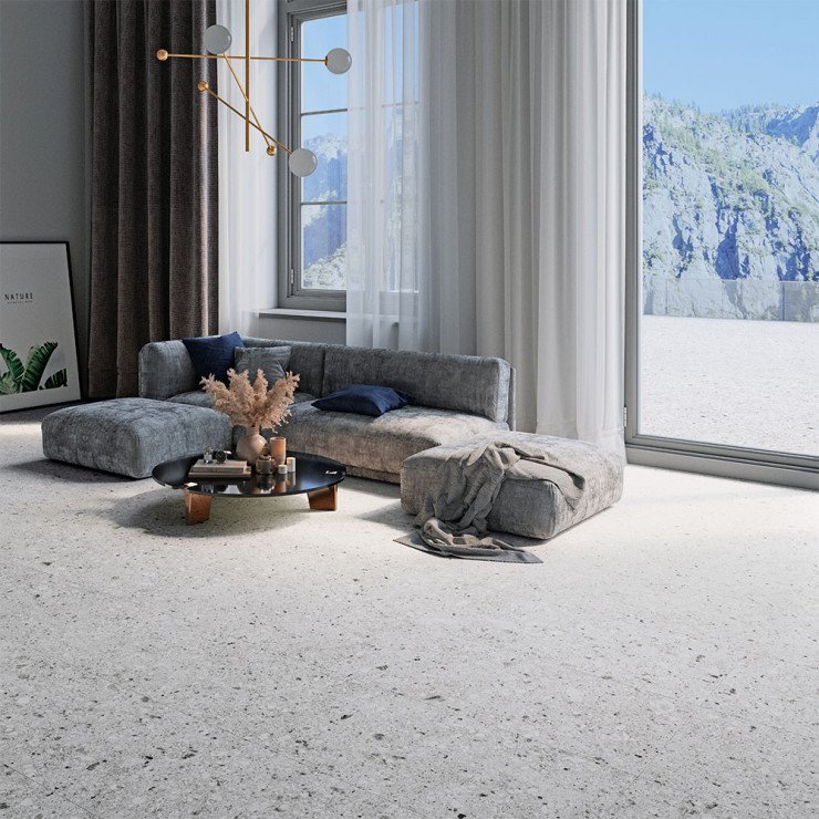 Udendørs Klinker Terrazzo Italia Hvid Mat 61x61 cm Tykkelse 20 mm-0